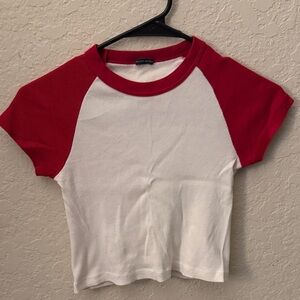 Brandy Melville Red and White Tee